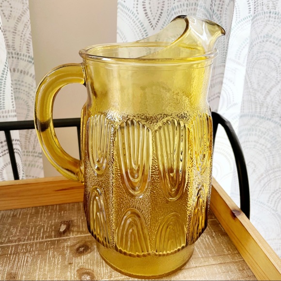 Vintage Achor Hocking Amber Glass Pitcher - Picture 1 of 4
